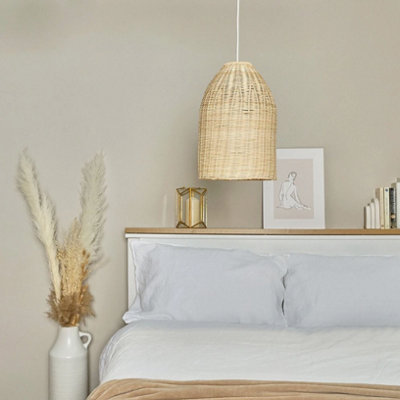 Natural Wicker Ceiling Light Shade Pendant Lampshade Easy Fit Scandi Boho Rattan from B&Q