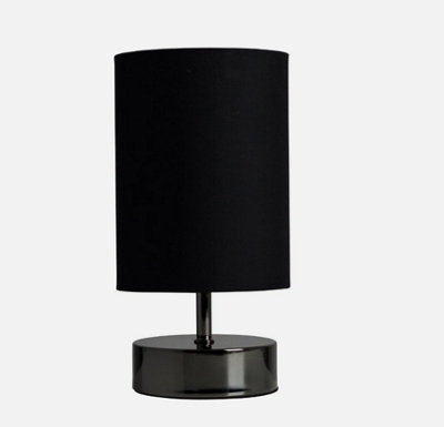Touch Table Lamp Bedside Bedroom Dimmable Dimmer Light Black Lampshade Shade from B&Q