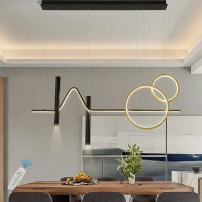 Nordic Indoor Ceiling Chandelier 41 Inch Linear Dimmable Remote Control Dinning from B&Q
