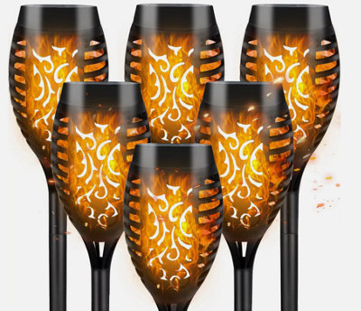 Flame Effect Solar Outdoor Lights Stake Garden Path Flickering Led Torch Lamp from B&Q
