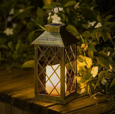 Solar Powered Led Lantern Light Hanging Waterproof Garden Candle Lamp Outdoor from B&Q