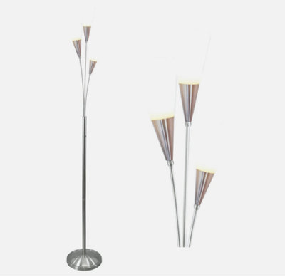 Modern Floor Light Standing Lamp Satin Nickel Glass Shades Traditional Design from B&Q