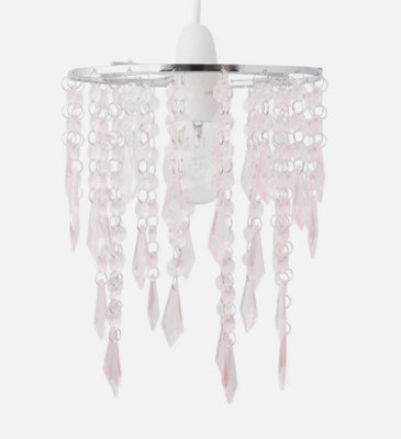 Modern Ceiling Lightshade Pendant Shade Chrome With Pink Acrylic Jewels from B&Q