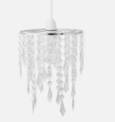 Modern Ceiling Lightshade Pendant Shade Chrome With Clear Acrylic Jewels from B&Q