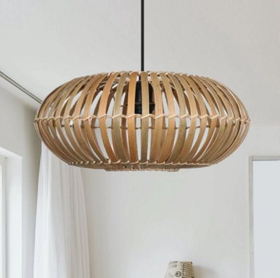 Natural Bamboo Wicker Ceiling Light Shade Pendant Lampshade Easy Fit Scandi Boho from B&Q