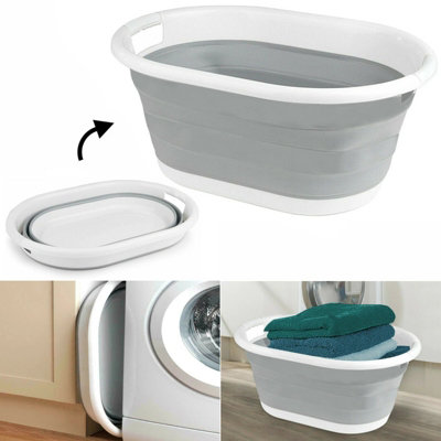Large Pop Up Folding Collapsible Laundry Basket Space Saving from B&Q