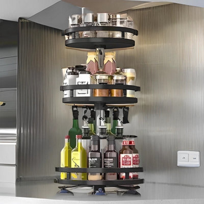 3 Tier Black 360 Rotating Spice Rack Organizer from B&Q
