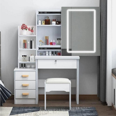  - Dressing Table With Drawers Mirror Stool Set Makeup Desk Vanity Table Bedroom