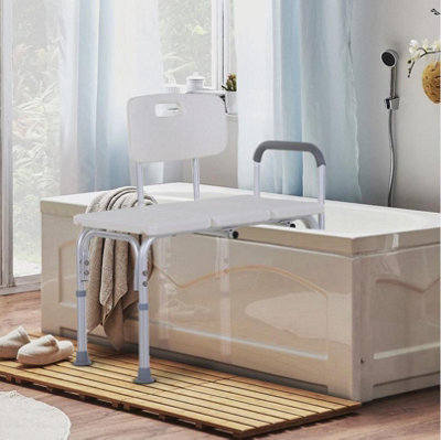 Non Slip Bath Transfer Bench For Elderly With Adjustable Height 300Lbs Capacity from B&Q