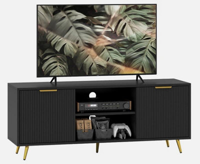 Modern Tv Stand Cabinet With Storage 2 Cable Hole For Less Than 55 Black from B&Q