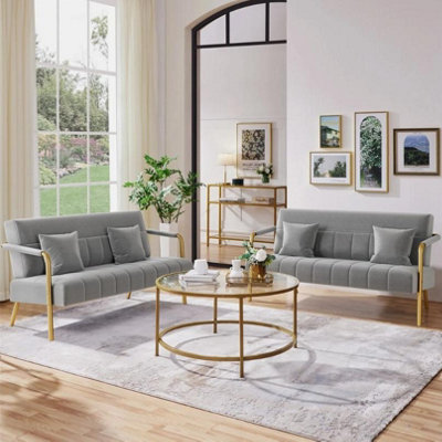 Velvet Fabric Loveseat Stylish Sofa Futon Luxury Couch Settee With Deep Cushion from B&Q