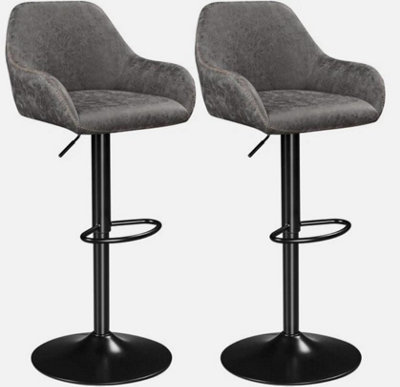 Bar Stools Set 2Pcs Height Adjustable Swivel Bar Stools Bar Chair With Backrest from B&Q