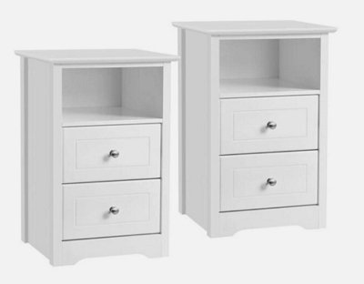 2Pcs Bedside Tables Nightstand Cabinet Side End Table With Drawers And Cupboard from B&Q