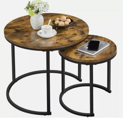  - Nesting Coffee Tables Set Of 2Round Stacking Sofa Side Tables For Living Room