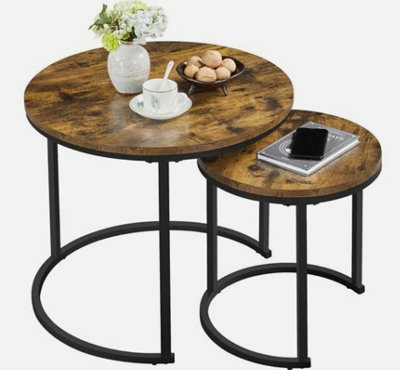  - Nesting Coffee Tables Set Of 2Round Stacking Sofa Side Tables For Living Room