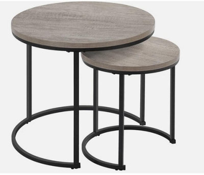Nesting Coffee Tables Set Of 2 Round Stacking End Side Tables For Living Room from B&Q