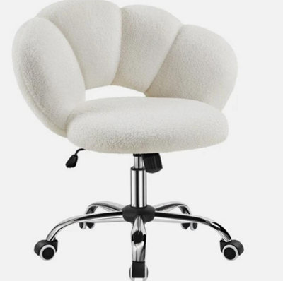  - Boucle Desk Chair Cloud-Shaped Vanity Chair Adjustable Swivel Home Office Chair