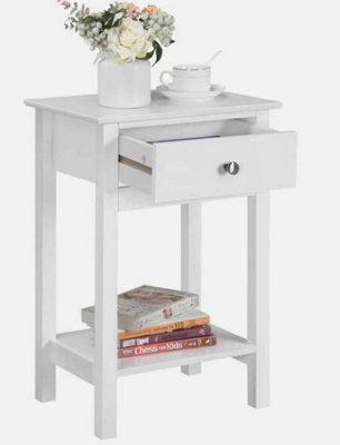  - White Bedside Table Wooden Nightstand Cabinet Storage Unit With Shelf  Drawer