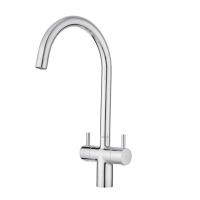 Sink Mixer Tap Monobloc Twin Dial Lever Swan Neck Swivel Spout Kitchen from B&Q