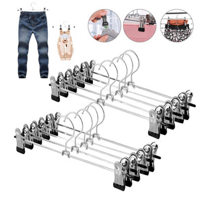 20Pcs Strong Metal Clips Hangers Chrome Clothes Coat Trouser Skirt Rack Uk from B&Q