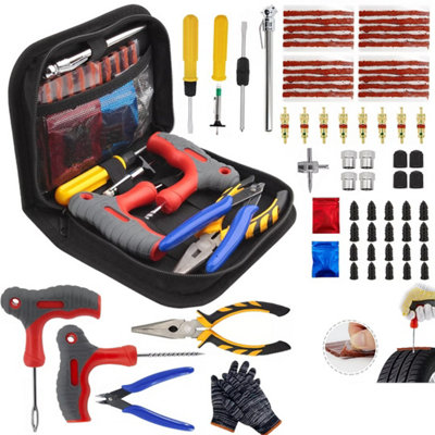 Motorcycle Car Van Tubeless Type Puncture Repair Kit Tire Tool Plug Emergency