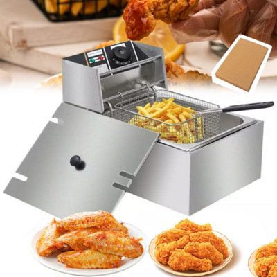 10L Stainless Steel Electric Deep Fryer Fat Chip Frying Pan & Basket Commercial from B&Q