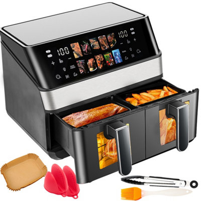 10L Air Fryer Dual Zone Digital Oven Cooker Oil Free Low Fat With 100 Tray Large from B&Q