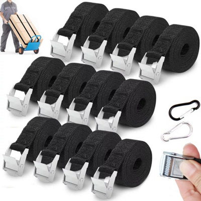 12 Packs Lashing Straps Cargo Luggage Tie Down Cam Buckle Roof Rack 2.5M X 25mm from B&Q