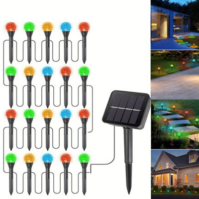 2Pack Solar Led Stake Lights Multi Coloured 20 Ball Garden Path Lighting Outdoor from B&Q