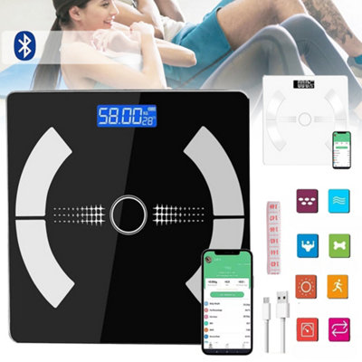 Black Body Fat Scale 180Kg Bluetooth Smart Bmi Digital Bathroom Wireless Weight & App from B&Q