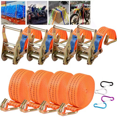 4X Heavy Duty Ratchet Ties Down Straps 40mm-6-Meter Lashing Cargo/luggage-3000Kg
