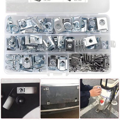 90X U Nut Spring Nuts M4 M5 M6 M8 Clips Fairing Panel Speed Chimney Spire Clamp from B&Q