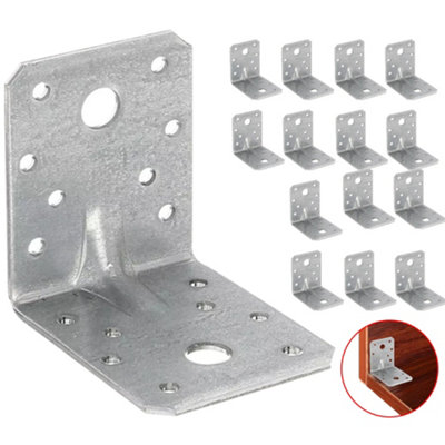 14Pcs Galvanised Metal Corner Angle Brackets Steel Heavy Duty Braces L-90 Degree from B&Q
