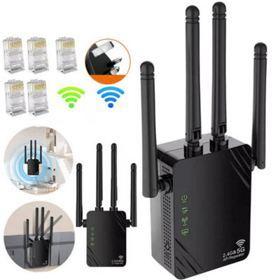 Wifi Extender Booster Ethernet Port 4 Antennas Range Extender Internet Booster from B&Q