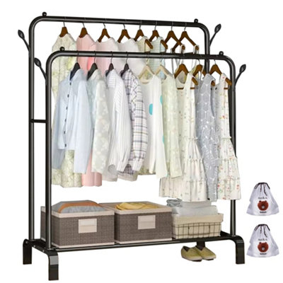 Double Clothes Rail Rack Garment Hanging Stand Open Wardrobe Shelf Uk from B&Q