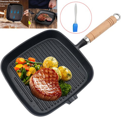Black Grill Pan Non Stick Griddle Frying Poring Lips Induction Skillet from B&Q