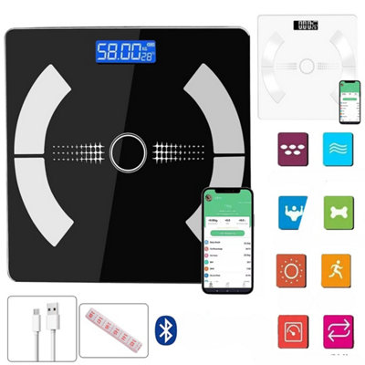 Body Fat Scale 180Kg Bluetooth Smart Bmi Digital Bathroom Wireless Weight & App from B&Q