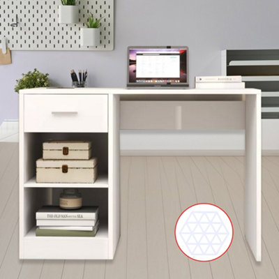 100Cm Computer Desk Study Writing Table Pc Laptop Desk With Drawer 2 Shelves from B&Q