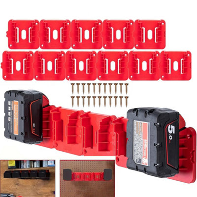 11X Battery Holder For Milwaukee M18 18V Batteries Wall Mount Battery Storage from B&Q