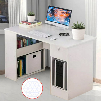 Computer Desk H Shaped Pc Laptop Gaming Table W/ Book Shelves Bookcase Uk
