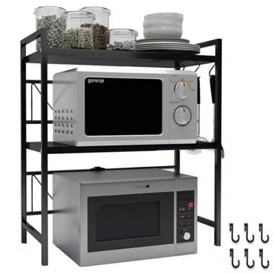 3 Tier Expandable Microwave Oven Rack Stand Storage Holder Kitchen Corner Shelf from B&Q