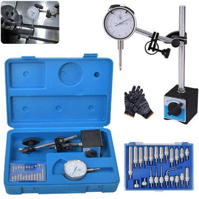 Dial Test Indicator Dti Gauge With Magnetic Base Stand Clock Gauge & 22Pc Probes from B&Q