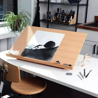 Adjustable Wooden Artist & Craft Workstation Drawing Board Table Easel Desk from B&Q