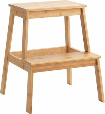 Bamboo Step Stool Sturdy Wooden 2 Step Ladders For Adults Kids Home Shop Bar from B&Q