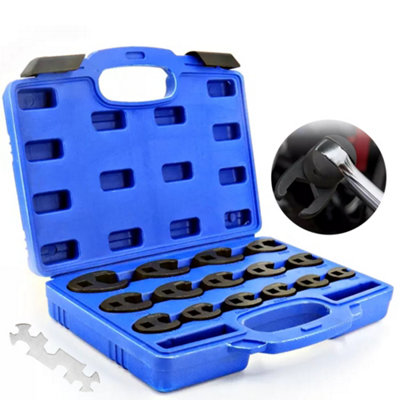 17Pc Metric Crowfoot Wrench Set 8-24mm 3/8" 1/2" Drive Large Crows Foot Spanner from B&Q