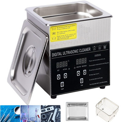 2L Digital Ultrasonic Cleaner Ultra Sonic Bath Cleaning Tank Timer Heater from B&Q