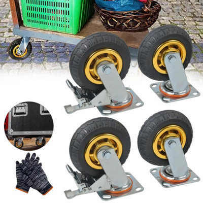 4X 6" Heavy Duty Swivel Caster Wheels Castor 1000Kg Load2 With Brakes Uk from B&Q