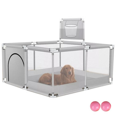 Baby Playpen Portable Child Safety Yard Activity Center With Basketball Hoop from B&Q