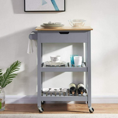3-Tier Kitchen Rolling Slim Trolley Island Serving Cart Organiser With Drawer from B&Q