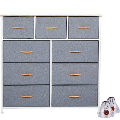 Fabric Chest Of Drawers 9 Drawer Dresser Bedroom Bedside Storage Organizer Unit from B&Q